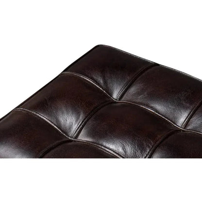 Catalunya Leather & Stainless Dark Brown Long Bench - LOOMLAN - Sarreid - Bedroom Benches