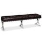 Catalunya Leather & Stainless Dark Brown Long Bench - LOOMLAN - Sarreid - Bedroom Benches