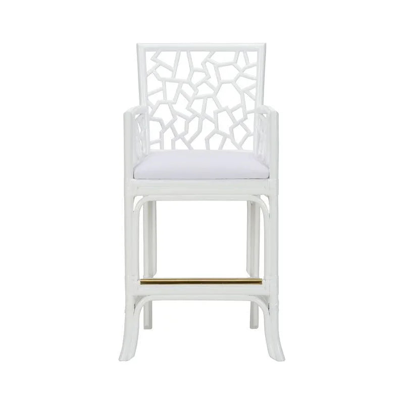 Catania Geometric Pattern White Stool - LOOMLAN - Wildwood - Club Chairs