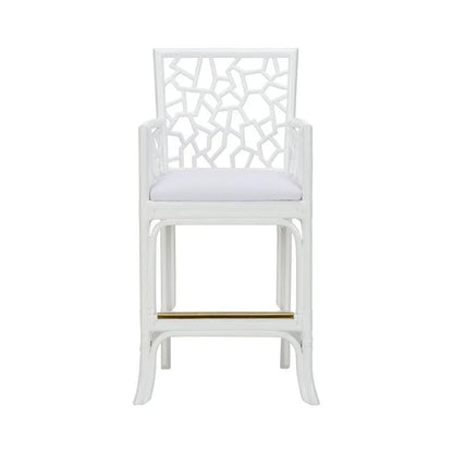 Catania Geometric Pattern White Stool - LOOMLAN - Wildwood - Club Chairs
