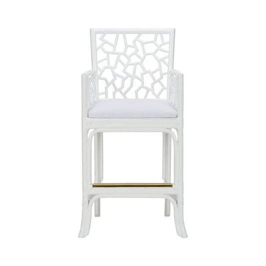 Catania Geometric Pattern White Stool - LOOMLAN - Wildwood - Club Chairs
