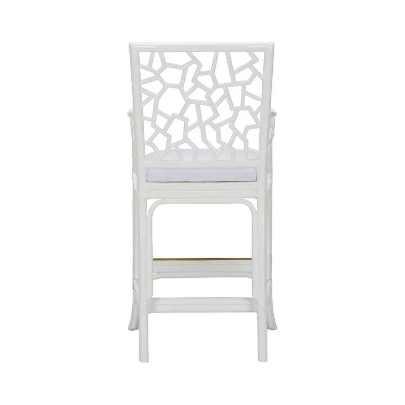Catania Geometric Pattern White Stool - LOOMLAN - Wildwood - Club Chairs