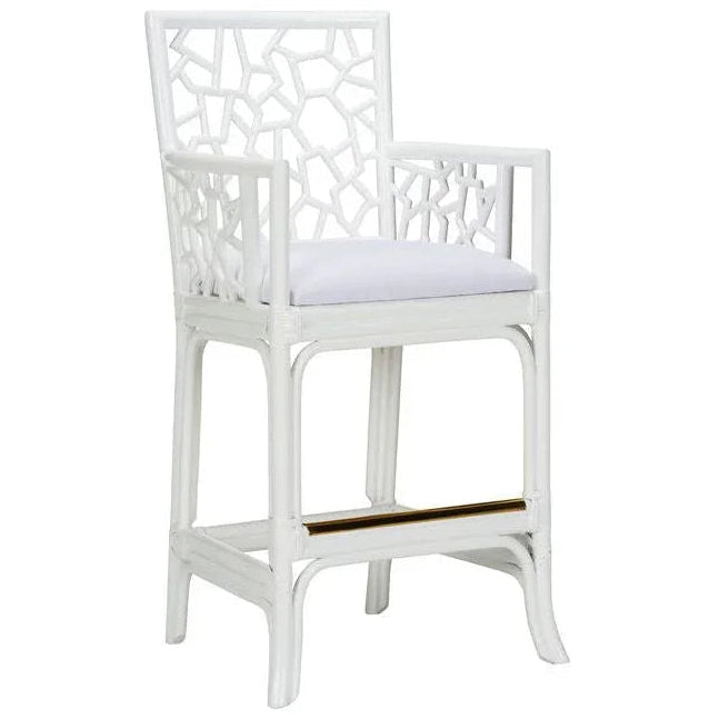 Catania Geometric Pattern White Stool - LOOMLAN - Wildwood - Club Chairs