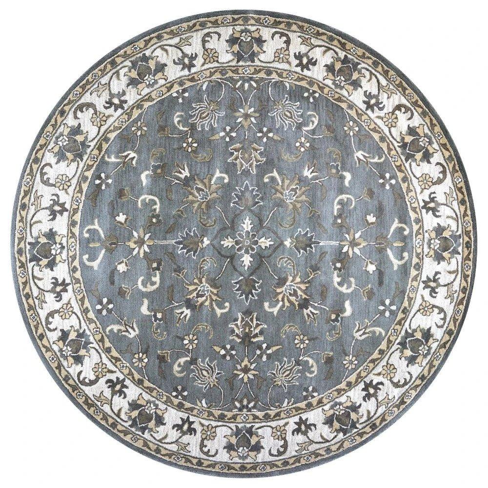 Cati Gray Round Area Rugs For Dining Room - LOOMLAN - LOOMLAN - Area Rugs
