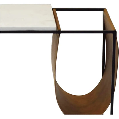 Cave White Marble and Iron Magazine Rack - LOOMLAN - Moe's Home - Side Tables