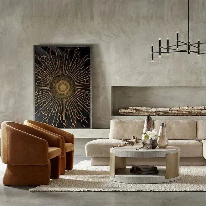 Cavette Coffee Table Concrete Top Brass-Outdoor Coffee Tables-SUNPAN-LOOMLAN