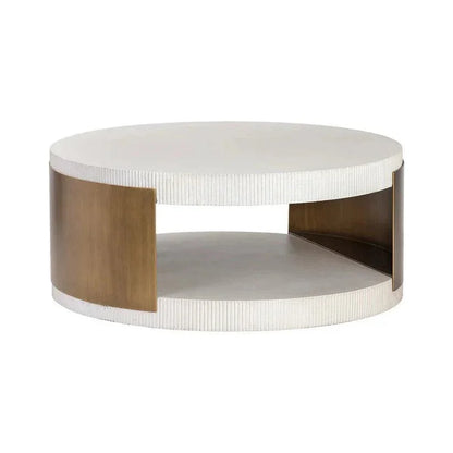 Cavette Coffee Table Concrete Top Brass-Outdoor Coffee Tables-SUNPAN-LOOMLAN