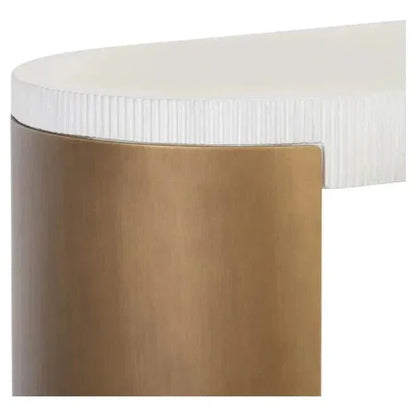 Cavette Console Table White Concrete Brass Steel-Outdoor Console Tables-SUNPAN-LOOMLAN