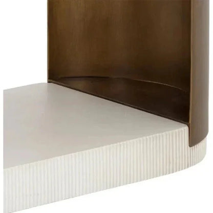 Cavette Console Table White Concrete Brass Steel-Outdoor Console Tables-SUNPAN-LOOMLAN