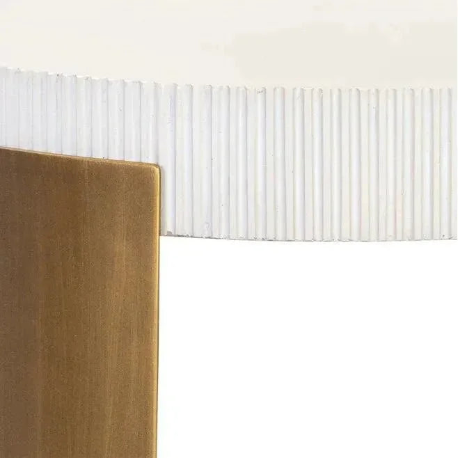 Cavette End Table Concrete White Brass Base - LOOMLAN - SUNPAN - Side Tables