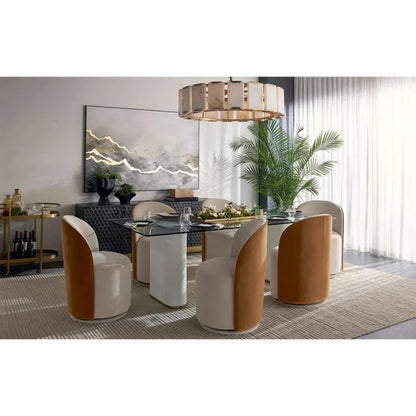 Cavoli Fabric Swivel Armless Dining Chair - LOOMLAN - SUNPAN - Dining Chairs