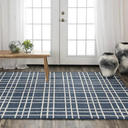Ceas Plaid Blue Living Room Rug - LOOMLAN - LOOMLAN - Area Rugs