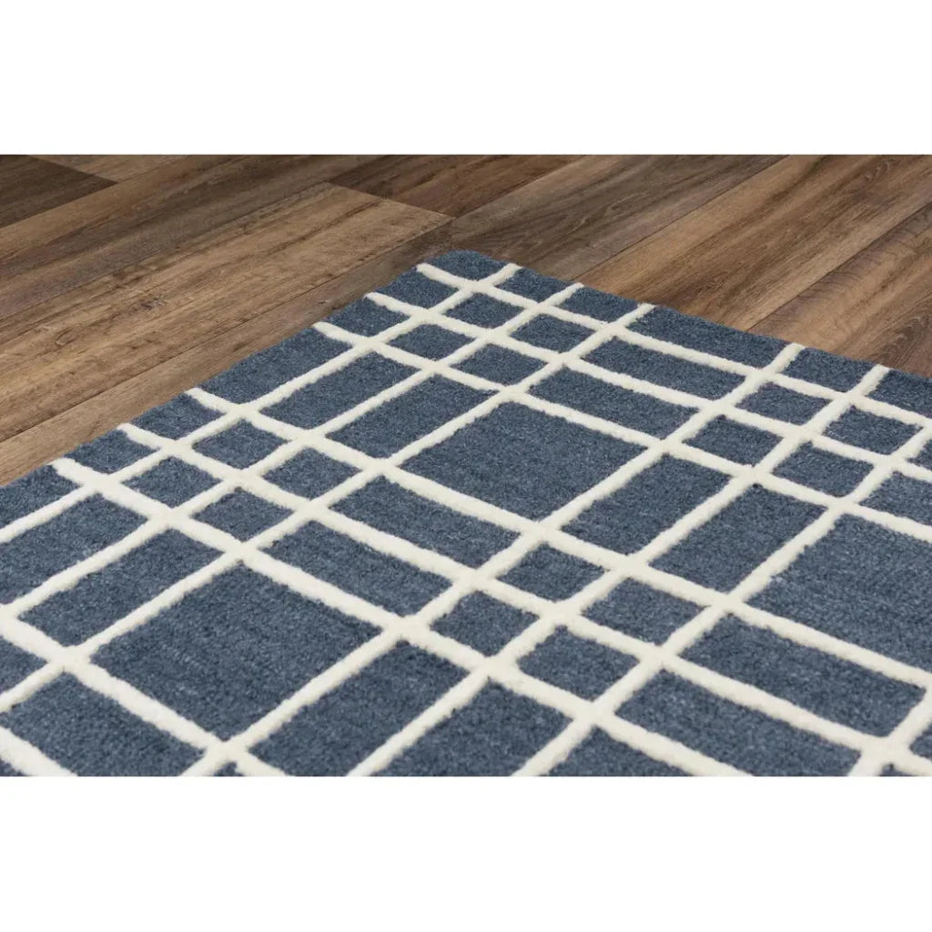 Ceas Plaid Blue Living Room Rug - LOOMLAN - LOOMLAN - Area Rugs