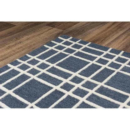 Ceas Plaid Blue Living Room Rug - LOOMLAN - LOOMLAN - Area Rugs