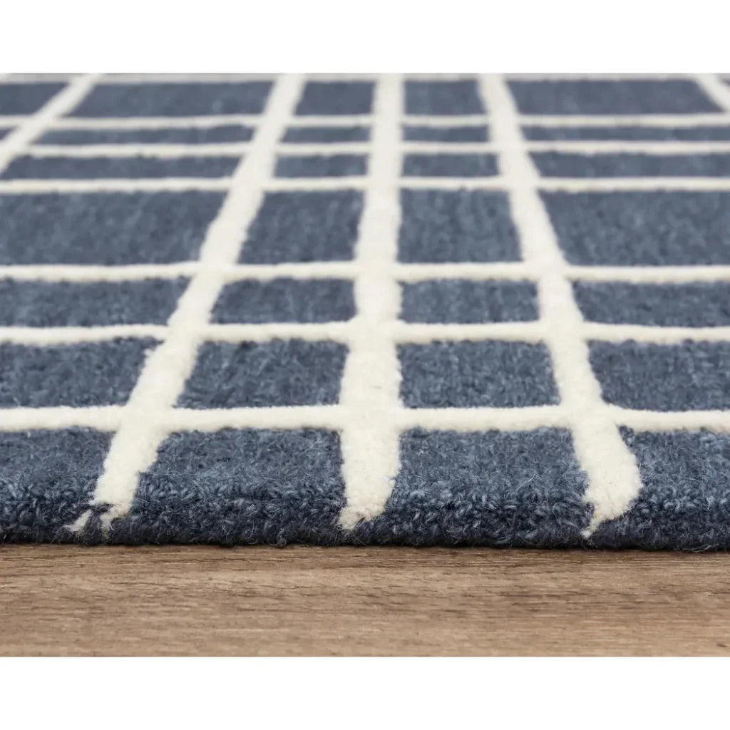 Ceas Plaid Blue Living Room Rug - LOOMLAN - LOOMLAN - Area Rugs