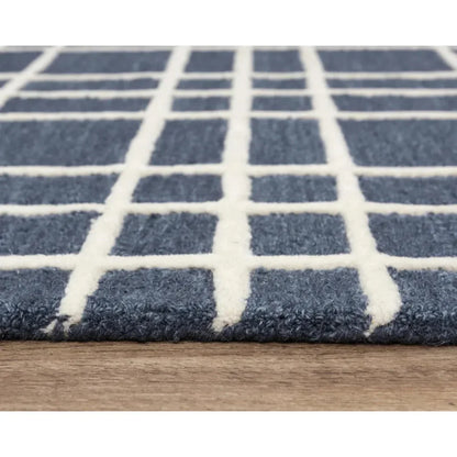 Ceas Plaid Blue Living Room Rug - LOOMLAN - LOOMLAN - Area Rugs