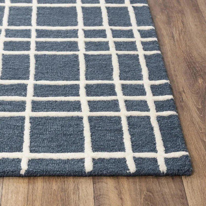Ceas Plaid Blue Living Room Rug - LOOMLAN - LOOMLAN - Area Rugs