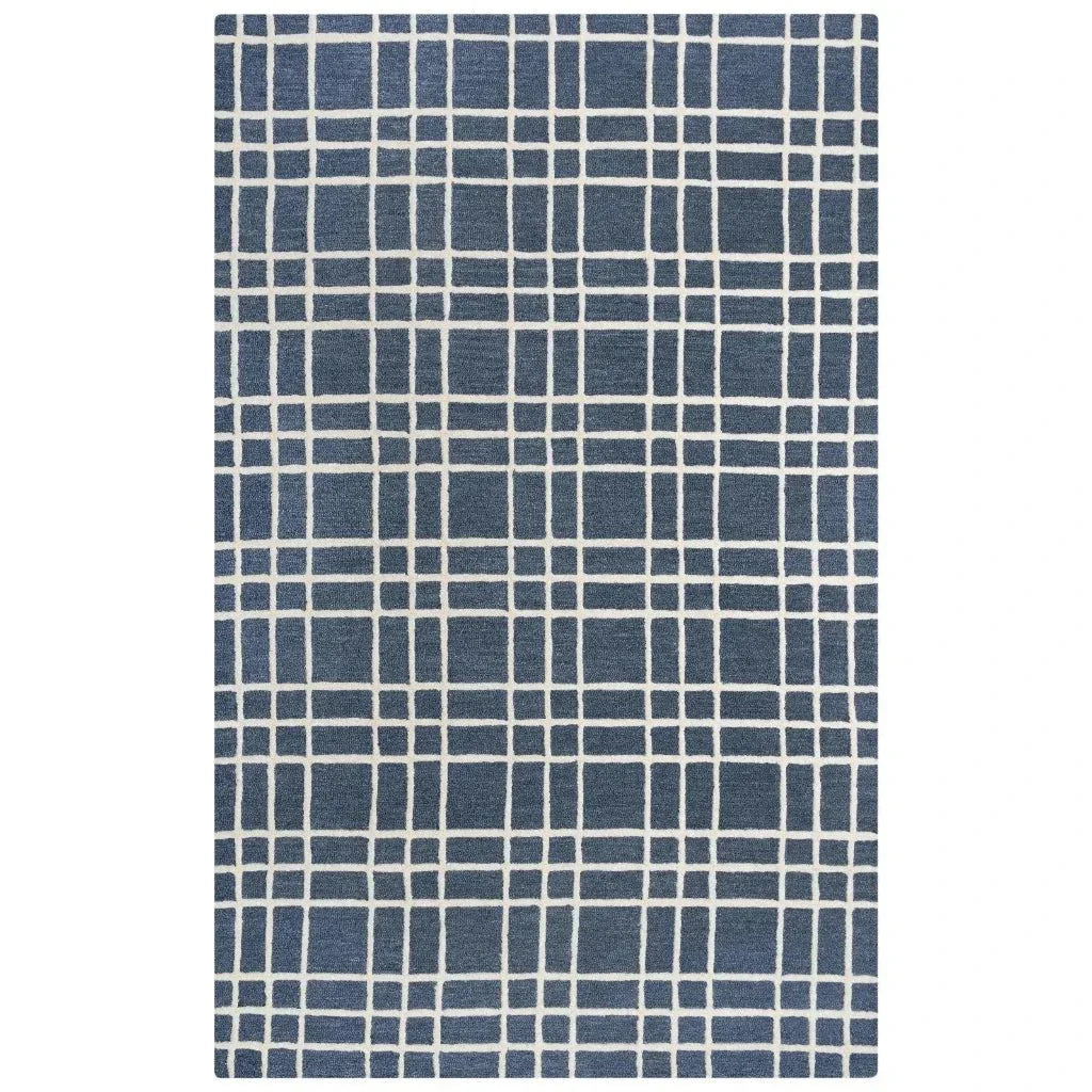 Ceas Plaid Blue Living Room Rug - LOOMLAN - LOOMLAN - Area Rugs