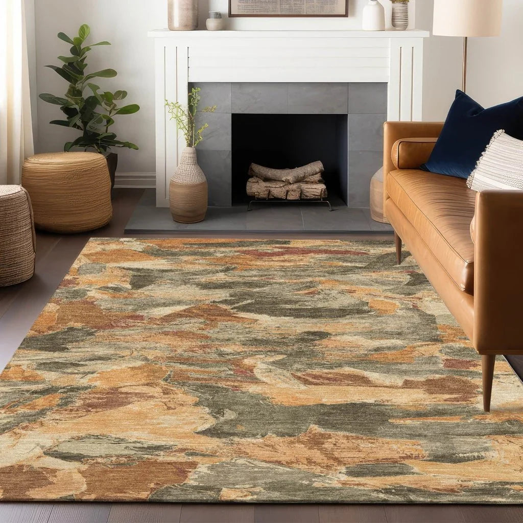 Celantha Orange Washable Indoor - Outdoor Rug - LOOMLAN - LOOMLAN Rugs - Outdoor Rugs