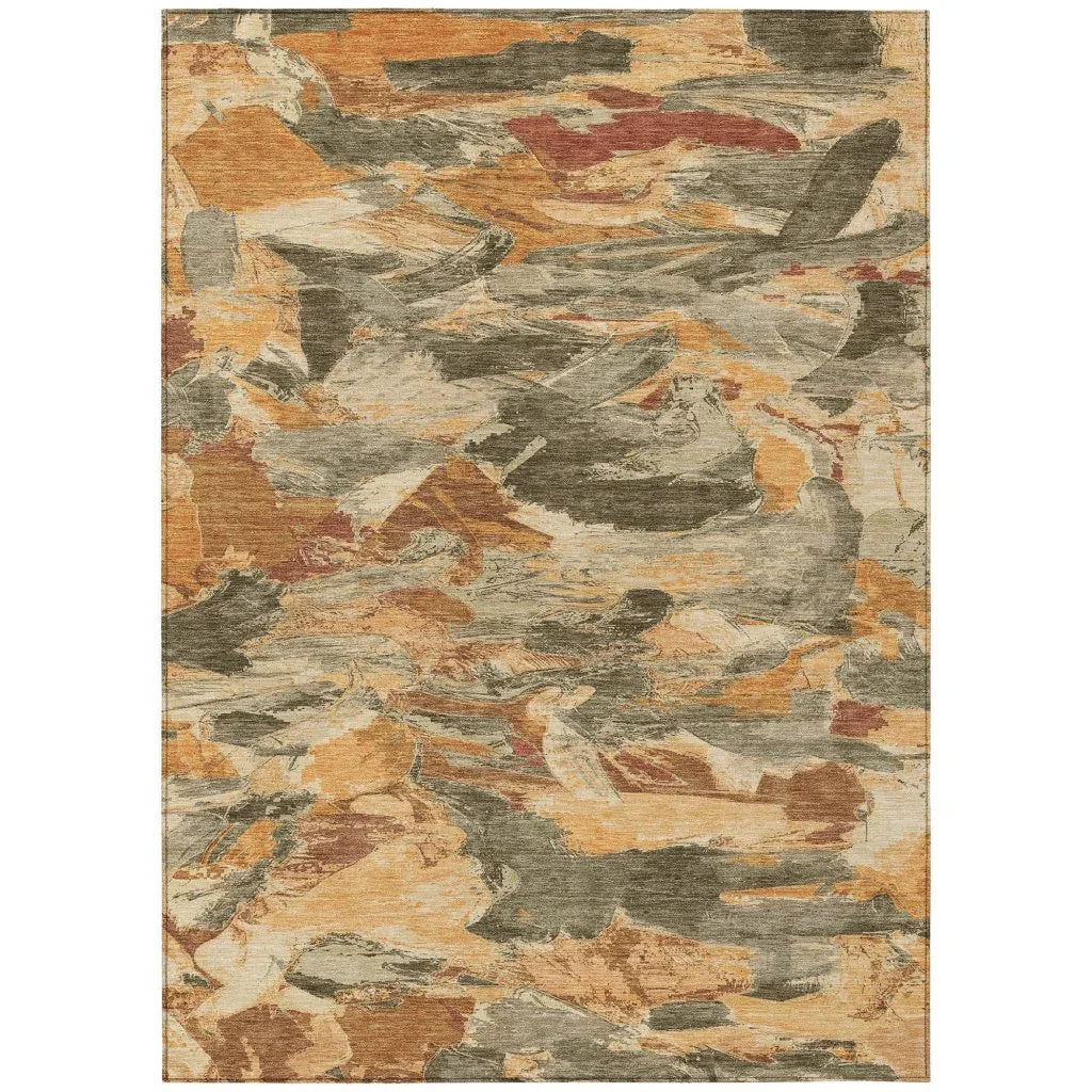 Celantha Orange Washable Indoor - Outdoor Rug - LOOMLAN - LOOMLAN Rugs - Outdoor Rugs