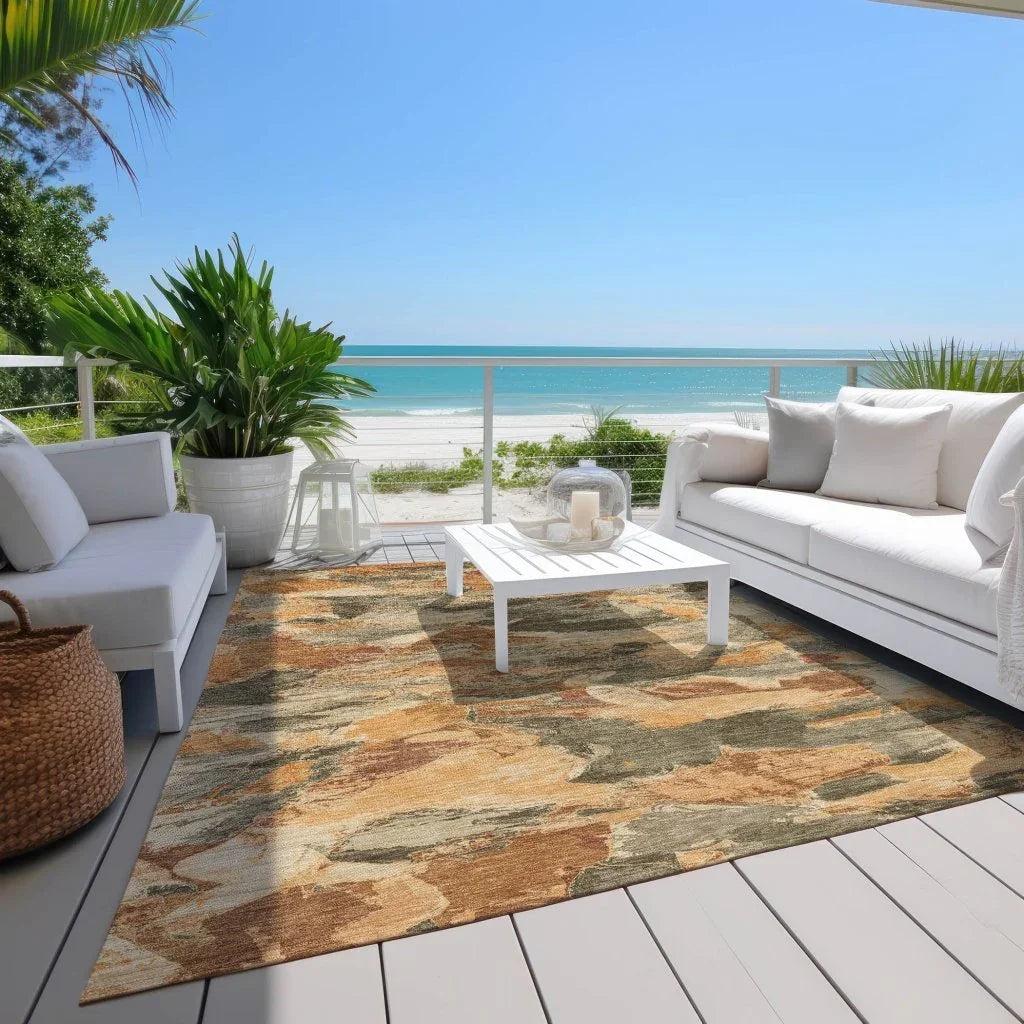 Celantha Orange Washable Indoor - Outdoor Rug - LOOMLAN - LOOMLAN Rugs - Outdoor Rugs