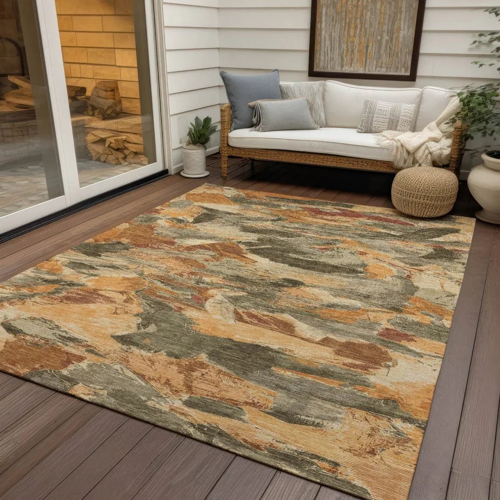 Celantha Orange Washable Indoor - Outdoor Rug - LOOMLAN - LOOMLAN Rugs - Outdoor Rugs