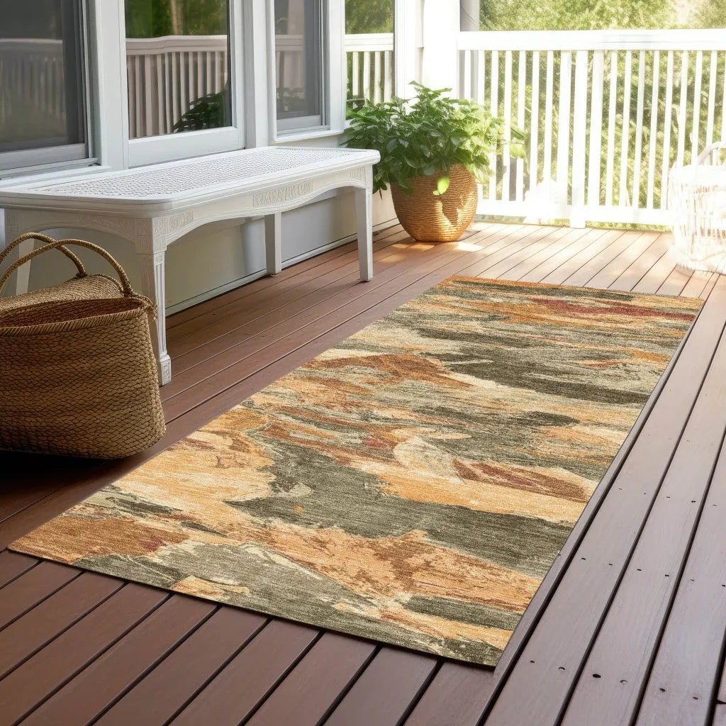 Celantha Orange Washable Indoor - Outdoor Rug - LOOMLAN - LOOMLAN Rugs - Outdoor Rugs