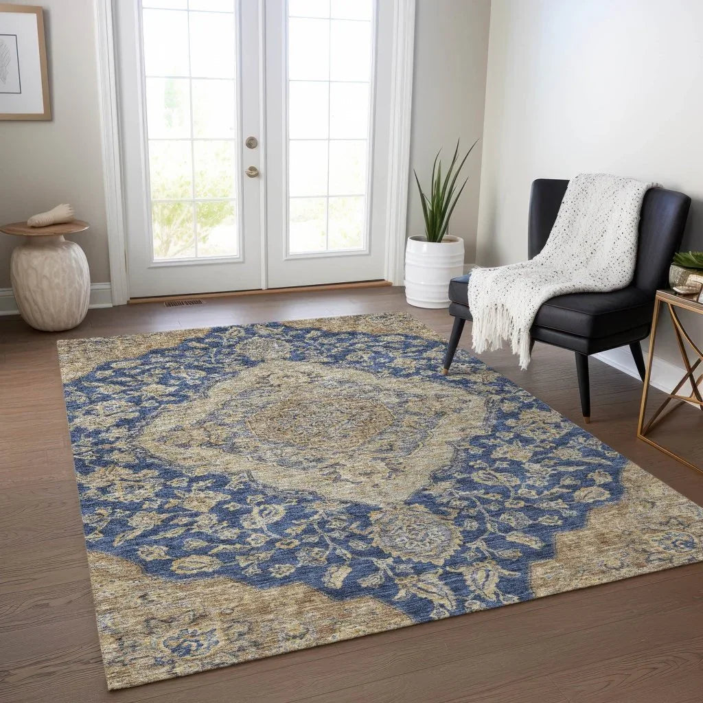 Celia Blue Washable Indoor - Outdoor Rug - LOOMLAN - LOOMLAN Rugs - Outdoor Rugs