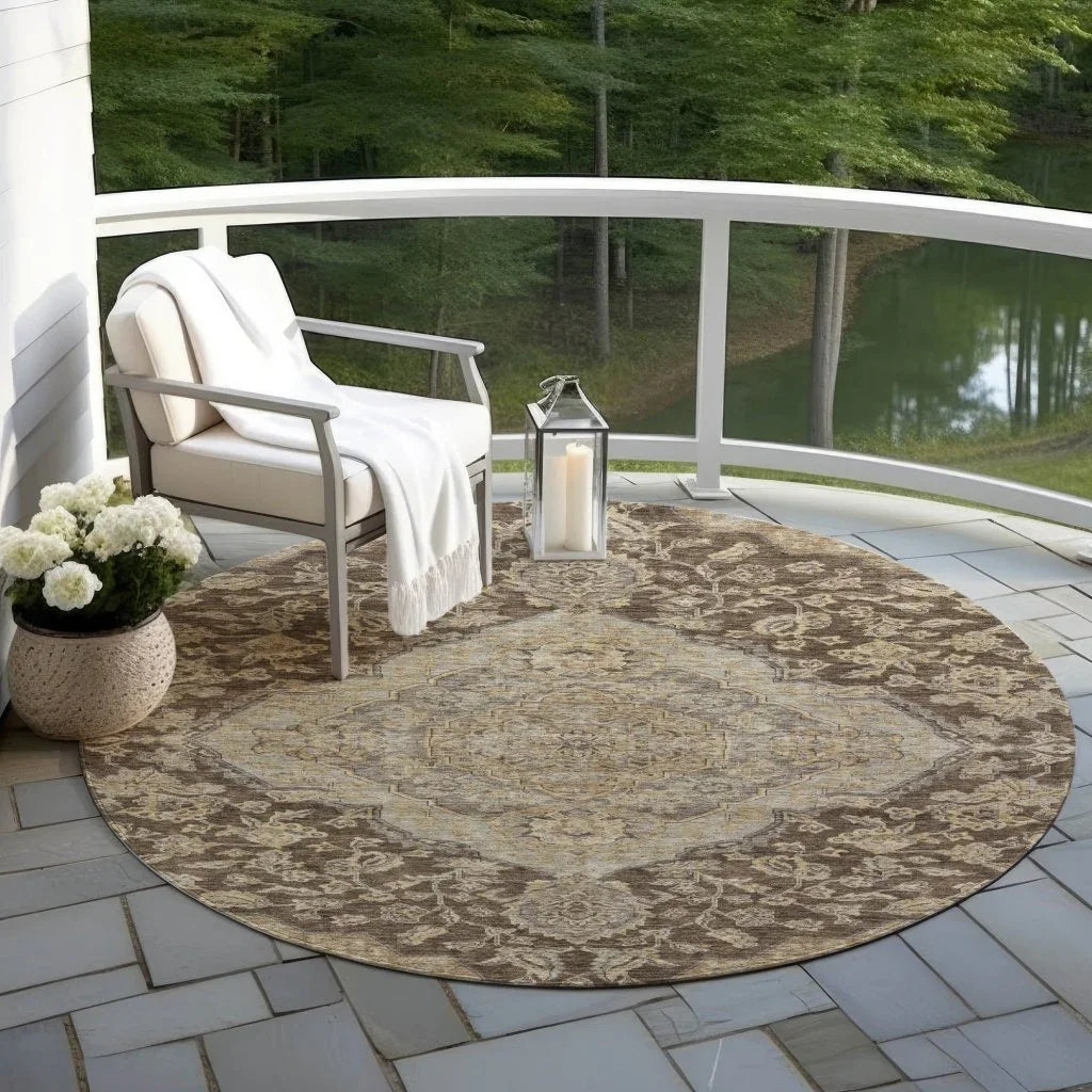 Celia Brown Washable Indoor - Outdoor Rug - LOOMLAN - LOOMLAN Rugs - Outdoor Rugs