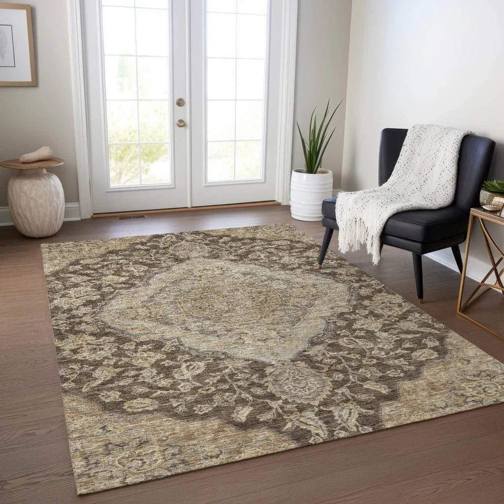 Celia Brown Washable Indoor - Outdoor Rug - LOOMLAN - LOOMLAN Rugs - Outdoor Rugs