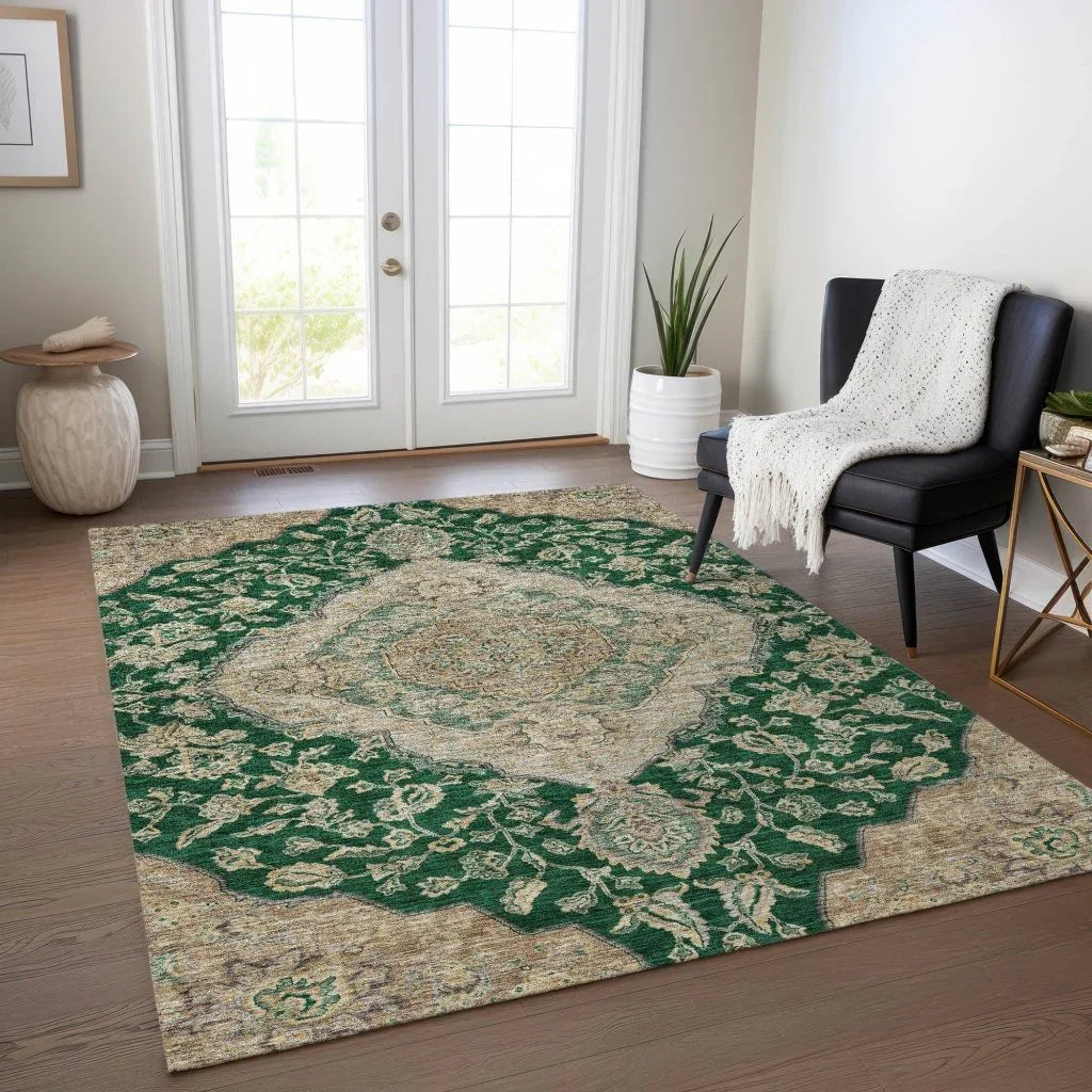 Celia Green Washable Indoor - Outdoor Rug - LOOMLAN - LOOMLAN Rugs - Outdoor Rugs