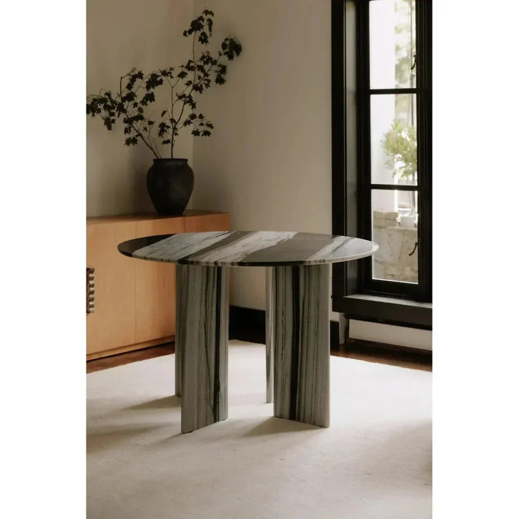Celia Grey Marble & Wood Round Dining Table-Dining Tables-Moe's Home-LOOMLAN
