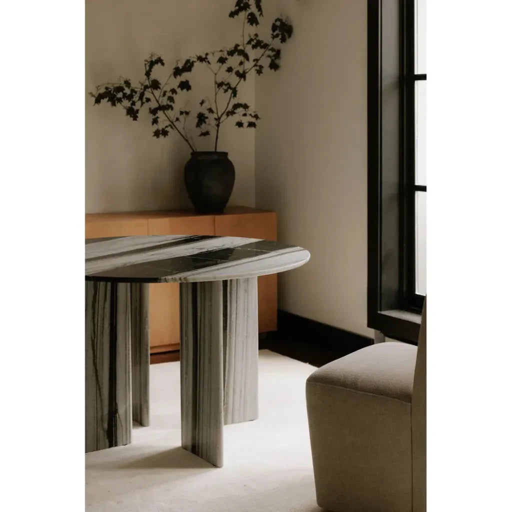 Celia Grey Marble & Wood Round Dining Table-Dining Tables-Moe's Home-LOOMLAN
