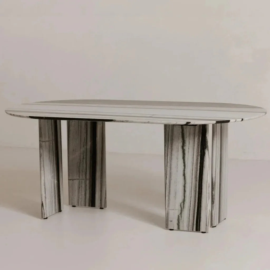 Celia Marble and Wood Oval Dining Table-Dining Tables-Moe's Home-LOOMLAN