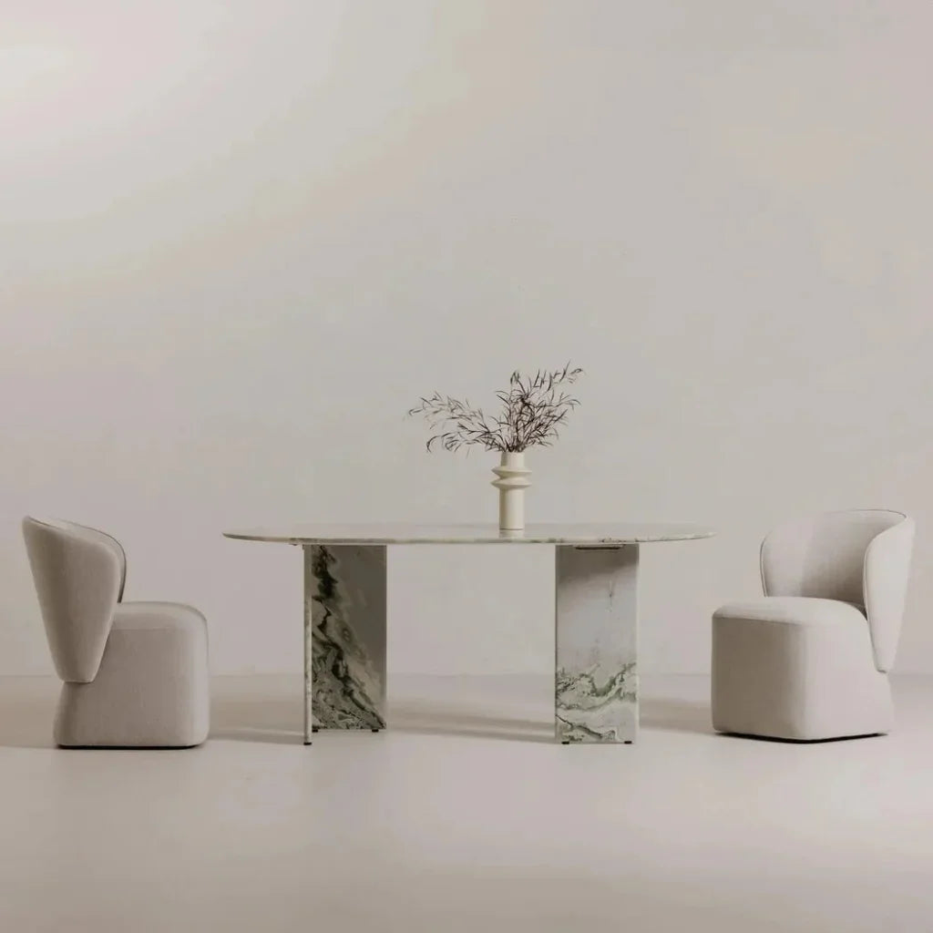 Celia Marble and Wood Oval Dining Table-Dining Tables-Moe's Home-LOOMLAN