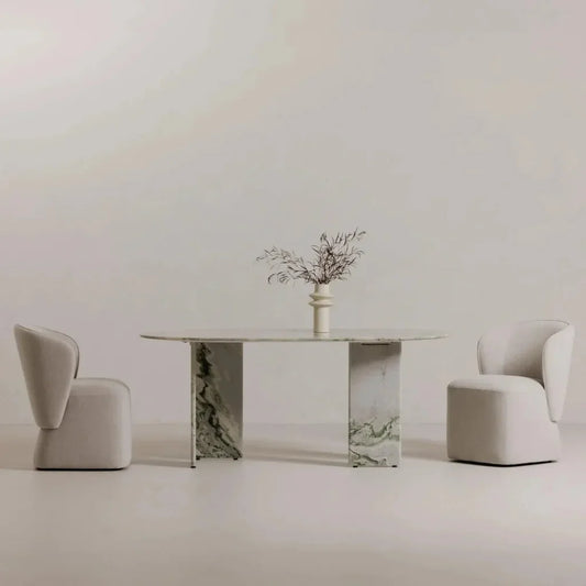 Celia Marble and Wood Oval Dining Table-Dining Tables-Moe's Home-LOOMLAN