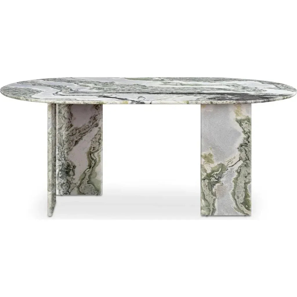 Celia Marble and Wood Oval Dining Table-Dining Tables-Moe's Home-Green-LOOMLAN