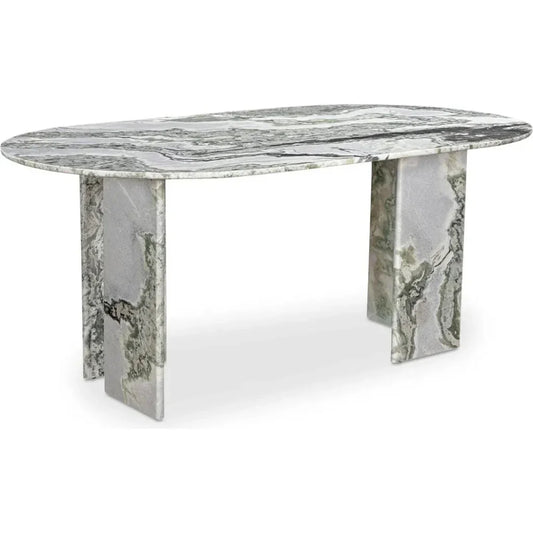 Celia Marble and Wood Oval Dining Table-Dining Tables-Moe's Home-LOOMLAN