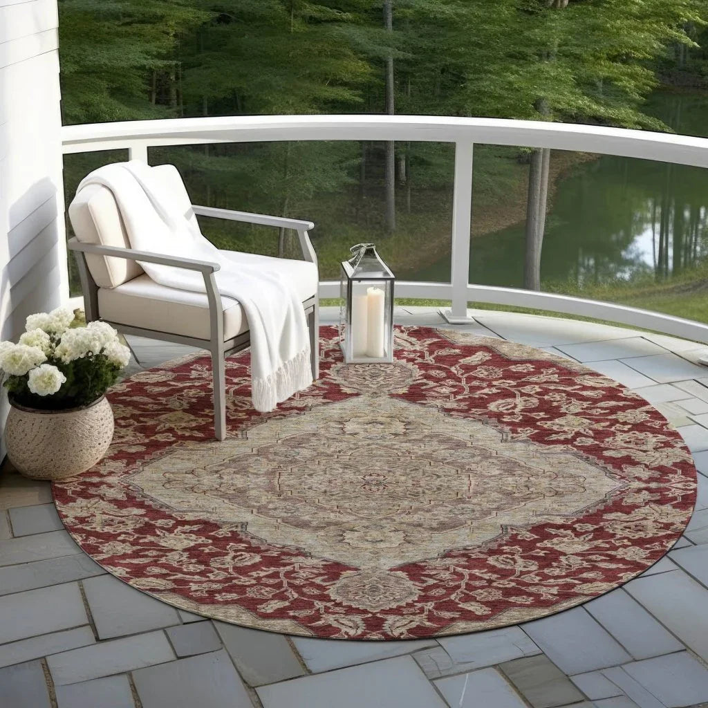 Celia Red Washable Indoor - Outdoor Rug - LOOMLAN - LOOMLAN Rugs - Outdoor Rugs