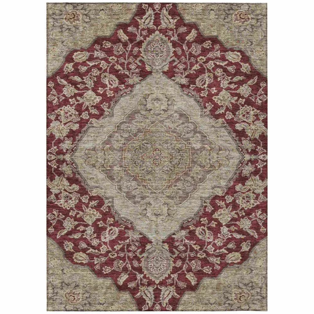 Celia Red Washable Indoor - Outdoor Rug - LOOMLAN - LOOMLAN Rugs - Outdoor Rugs