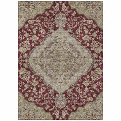 Celia Red Washable Indoor - Outdoor Rug - LOOMLAN - LOOMLAN Rugs - Outdoor Rugs