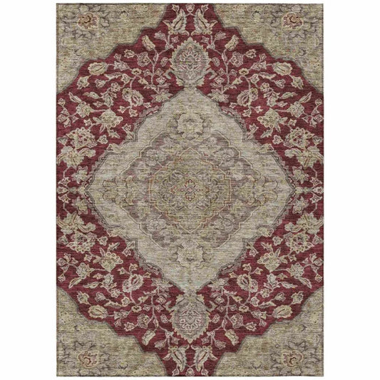Celia Red Washable Indoor - Outdoor Rug - LOOMLAN - LOOMLAN Rugs - Outdoor Rugs