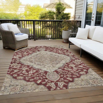 Celia Red Washable Indoor - Outdoor Rug - LOOMLAN - LOOMLAN Rugs - Outdoor Rugs