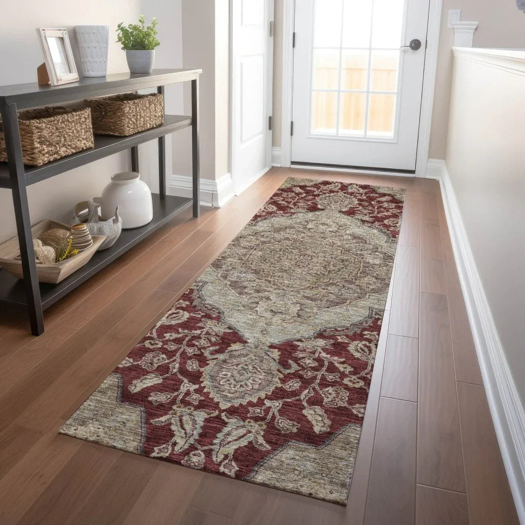 Celia Red Washable Indoor - Outdoor Rug - LOOMLAN - LOOMLAN Rugs - Outdoor Rugs