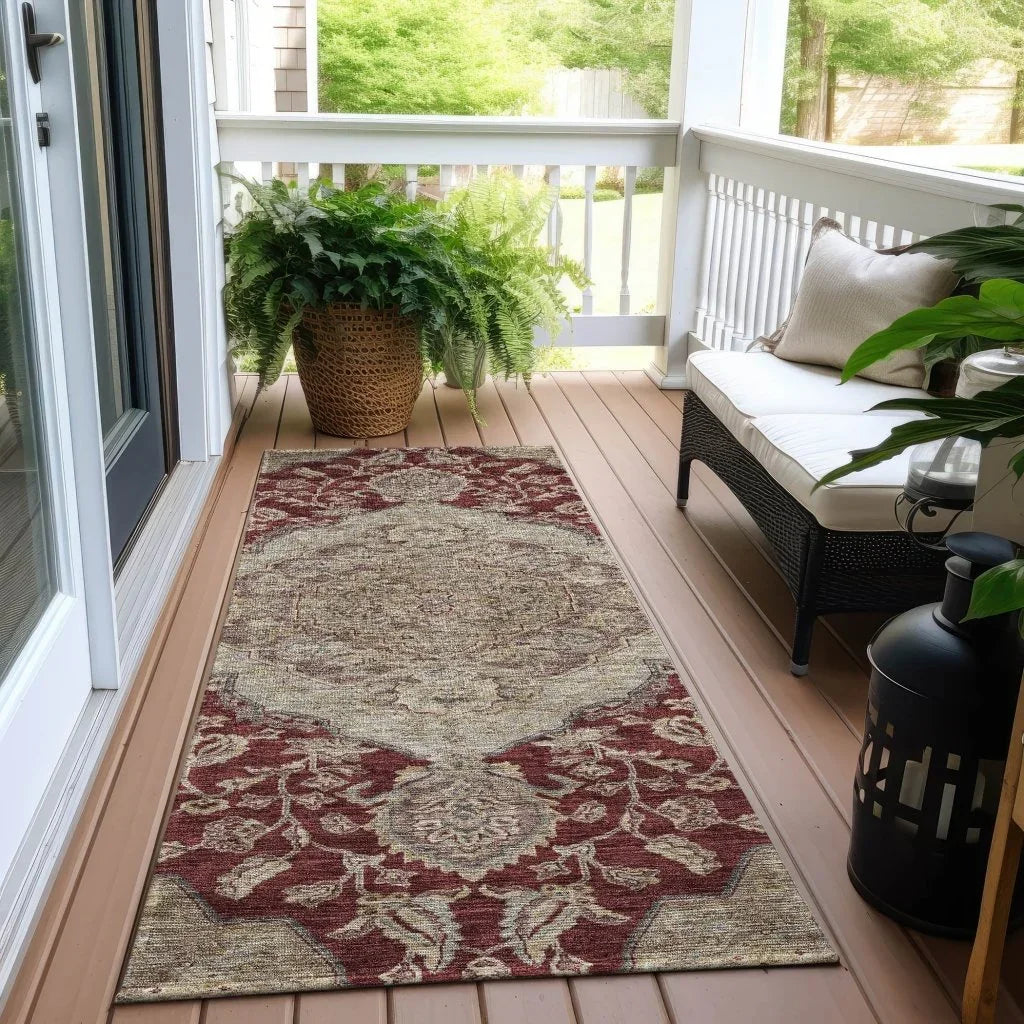 Celia Red Washable Indoor - Outdoor Rug - LOOMLAN - LOOMLAN Rugs - Outdoor Rugs