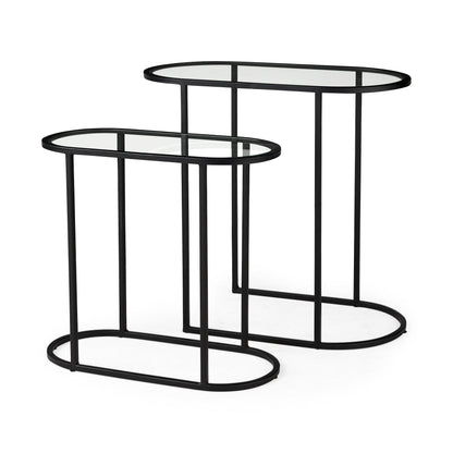 Celine Black Metal Frame Nesting Table (2PC)