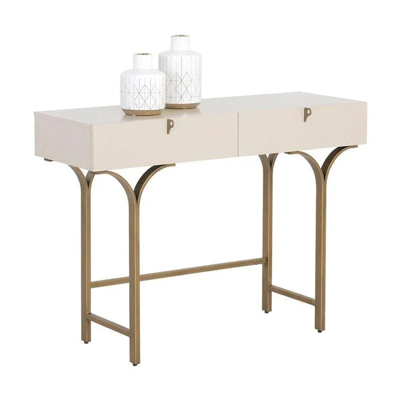 Celine Console Table Cream Antique Brass Legs - LOOMLAN - SUNPAN - Console Tables