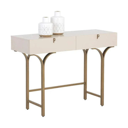 Celine Console Table Cream Antique Brass Legs - LOOMLAN - SUNPAN - Console Tables
