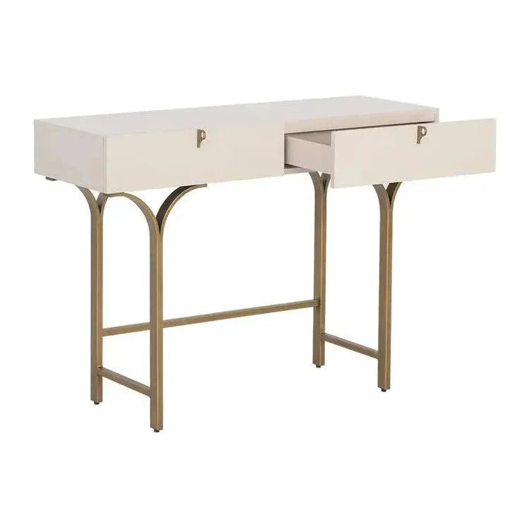 Celine Console Table Cream Antique Brass Legs - LOOMLAN - SUNPAN - Console Tables