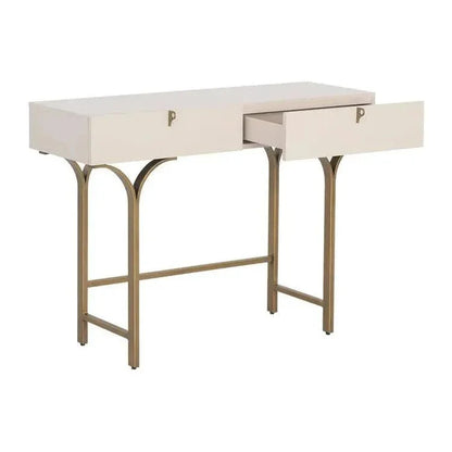 Celine Console Table Cream Antique Brass Legs - LOOMLAN - SUNPAN - Console Tables
